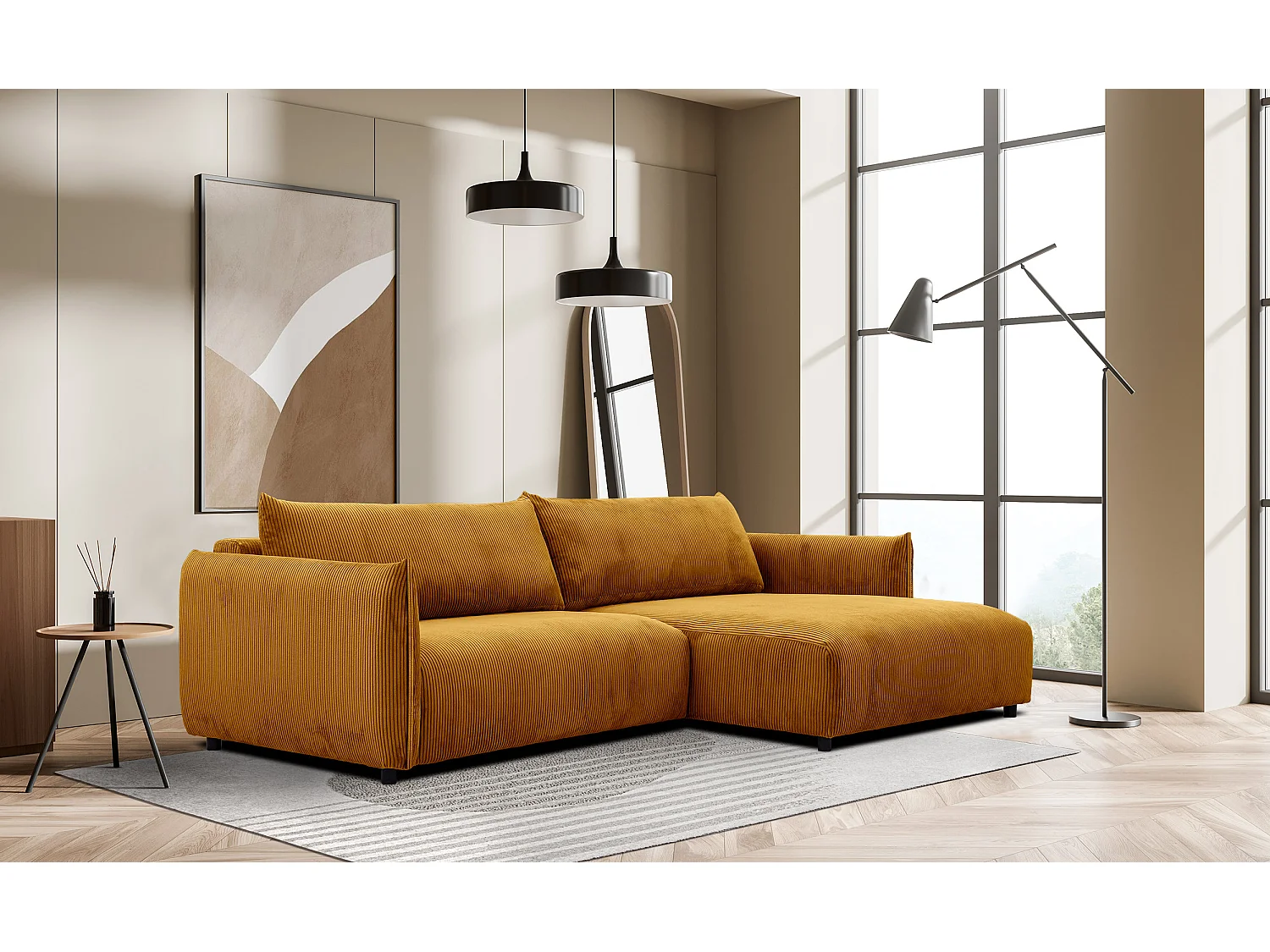 TAUER Ecksofa 5-Sitzer, safran