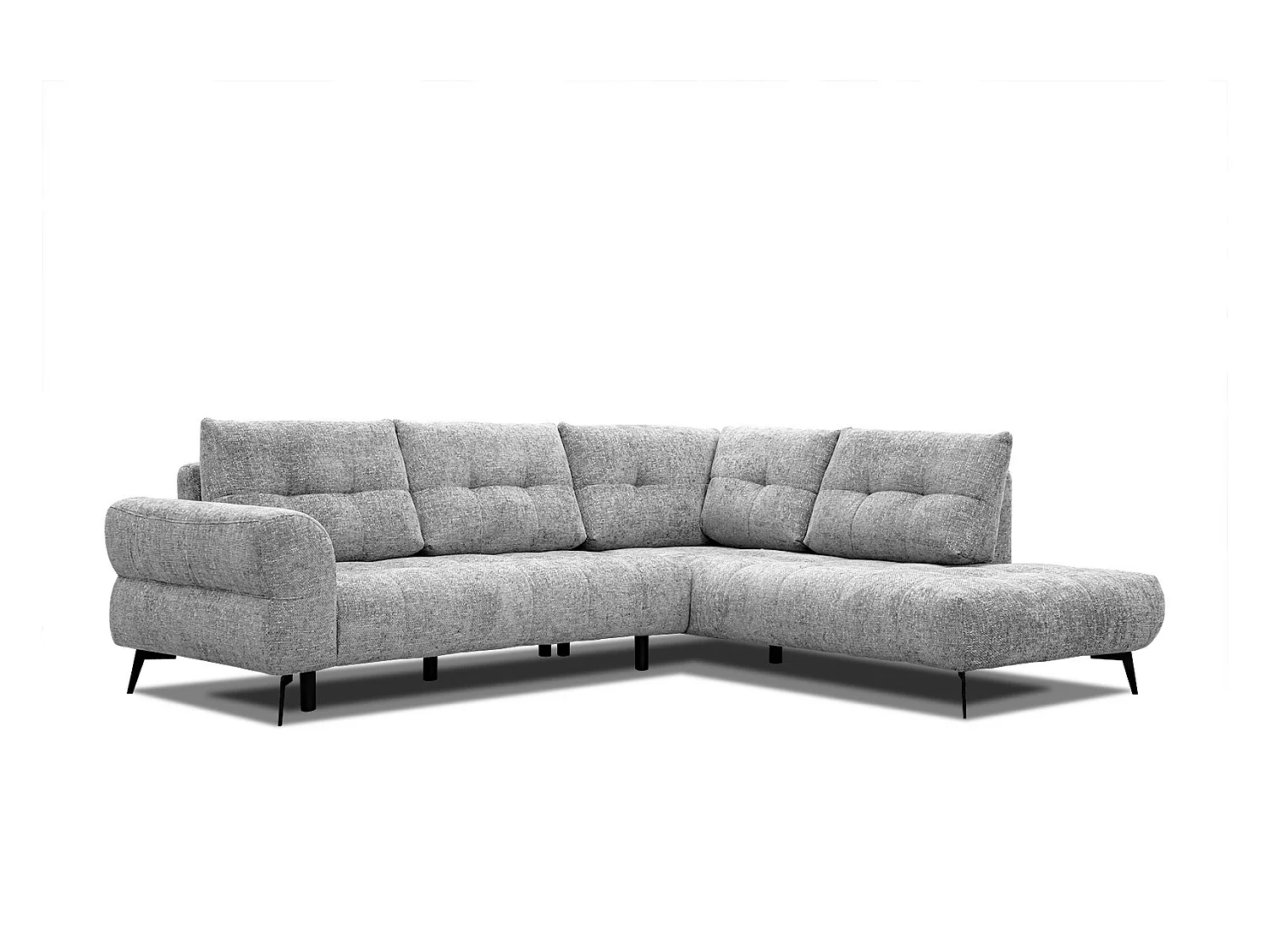 Canapé d'angle droit 5 places tissu gris