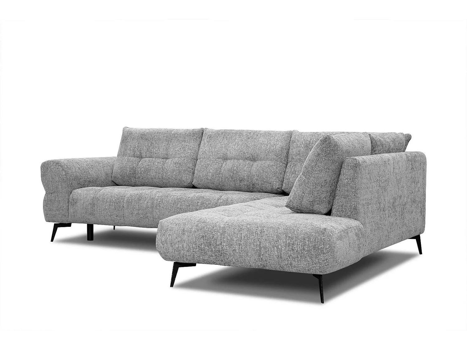 Canapé d'angle droit 5 places tissu gris