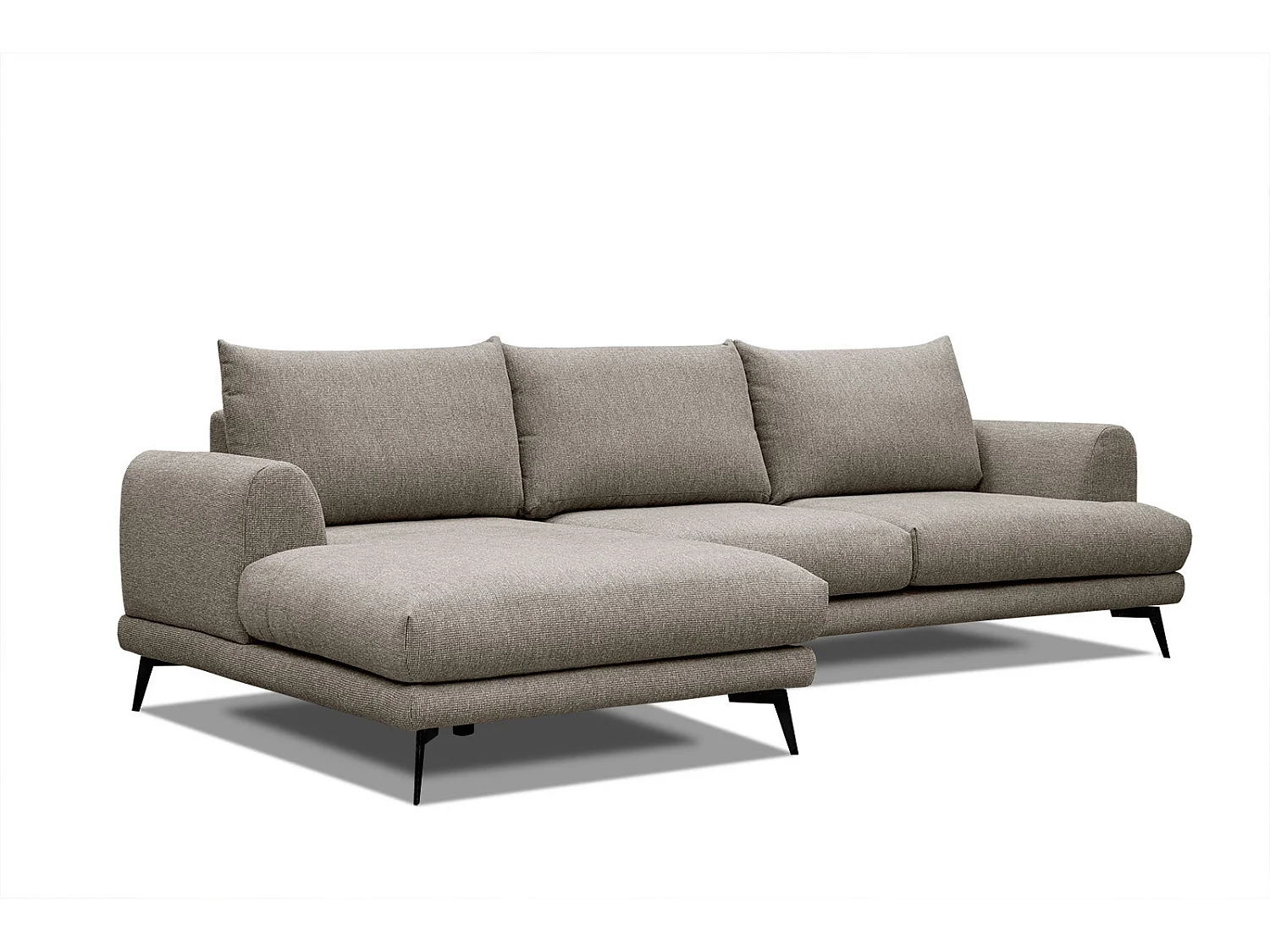 Canapé d'angle gauche 4 places tissu taupe - ADRIA