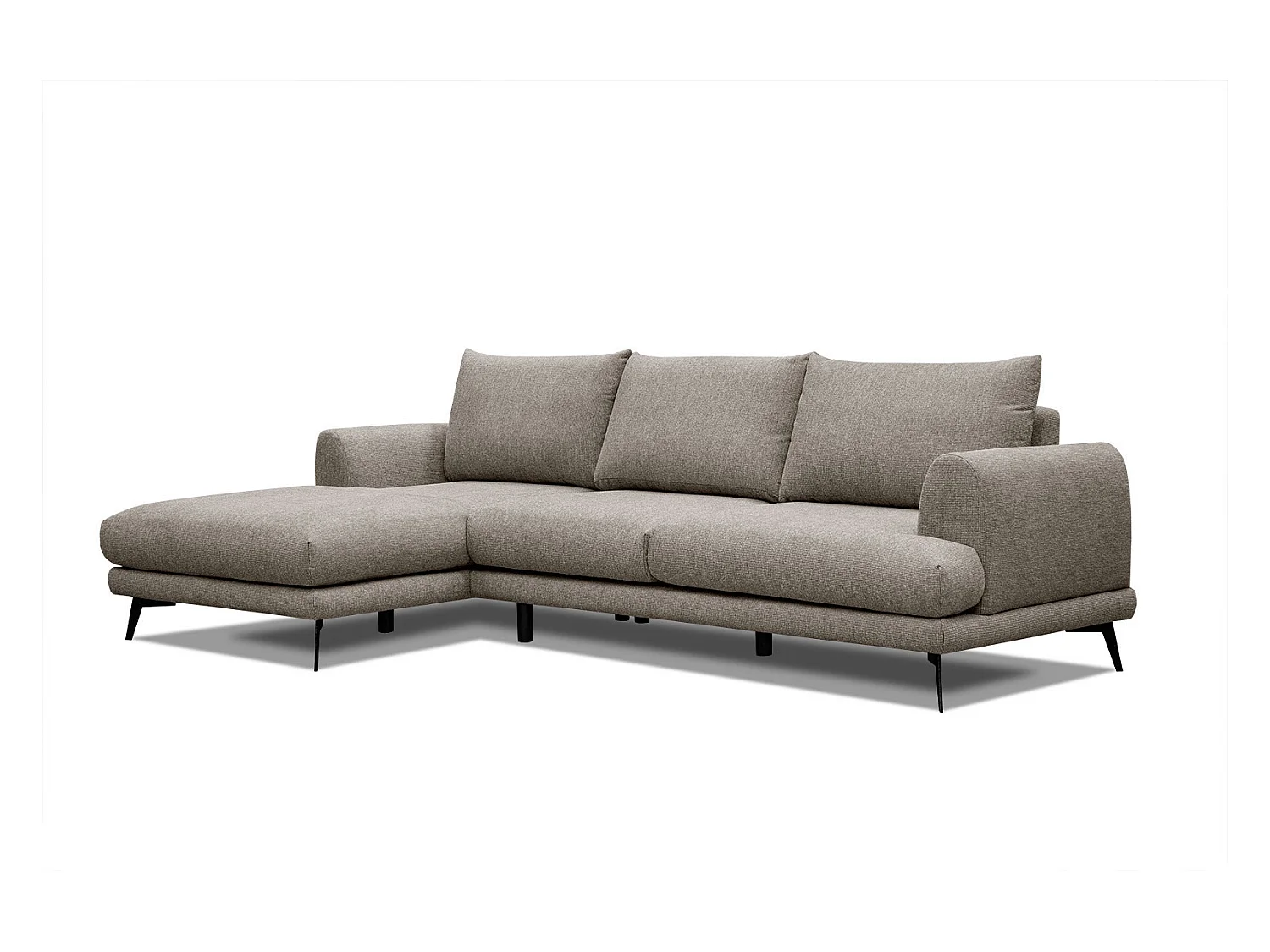 Canapé d'angle gauche 4 places tissu taupe - ADRIA