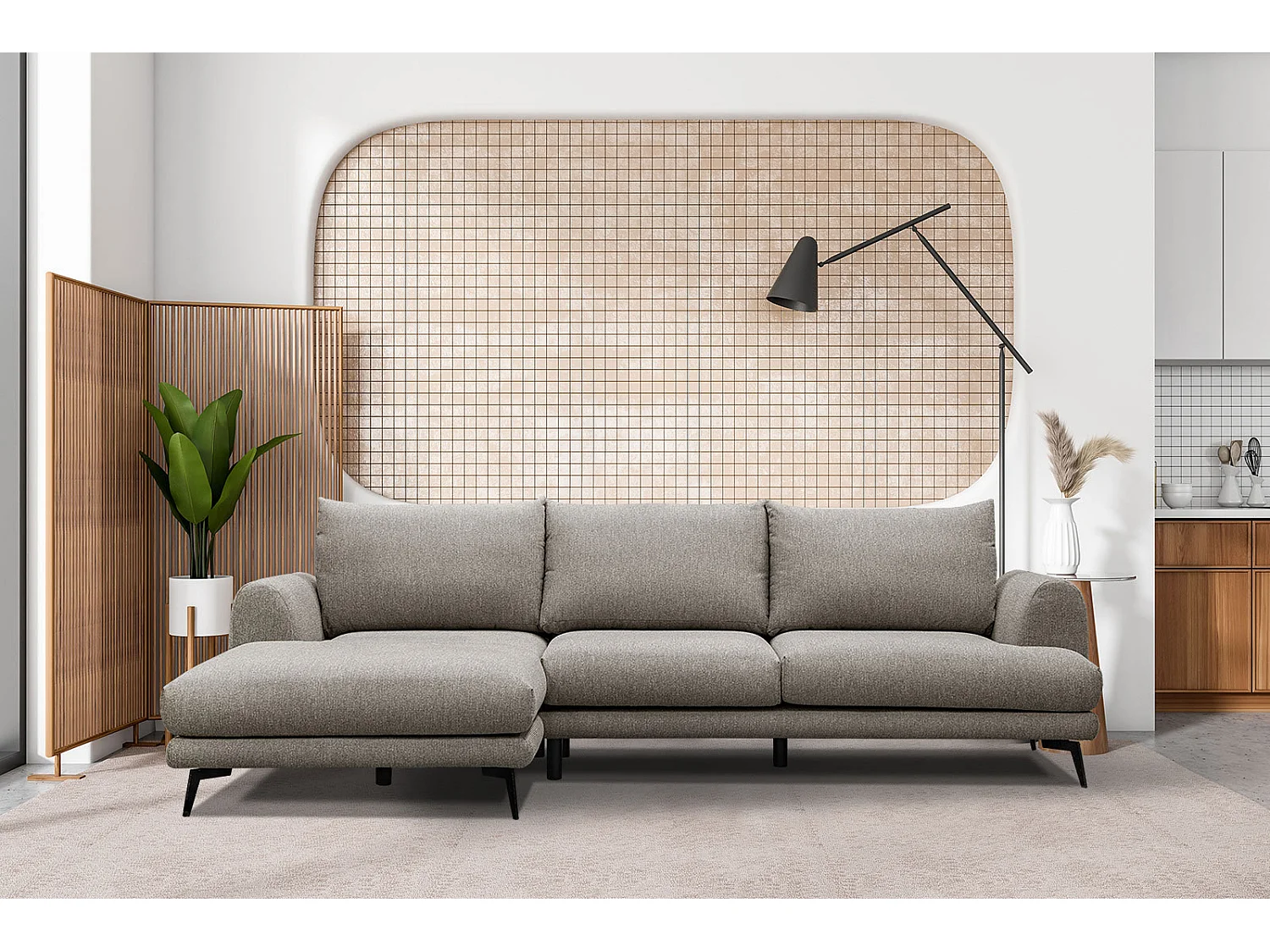 ADRIA Ecksofa 4-Sitzer links, taupe