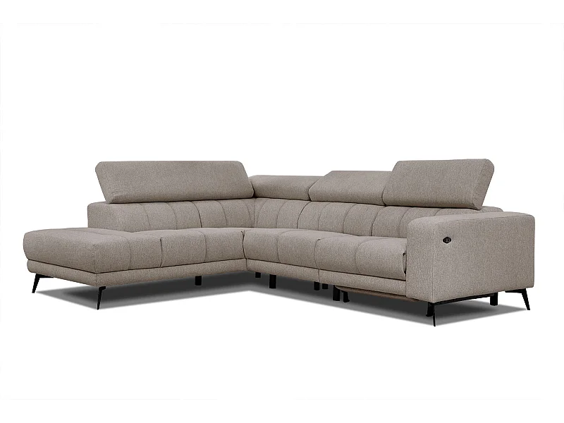 MORELLO Ecksofa 5-Sitzer links mit verstellbare Kopfstützen, taupe