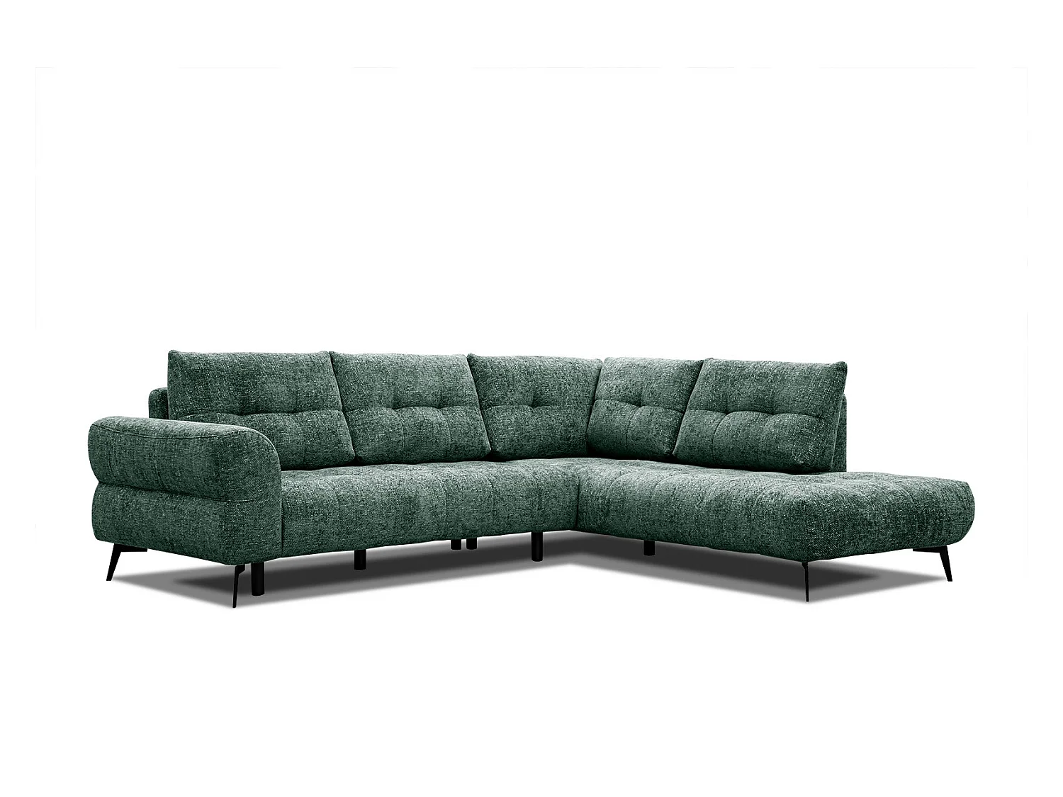 Canapé d'angle droit 5 places tissu vert