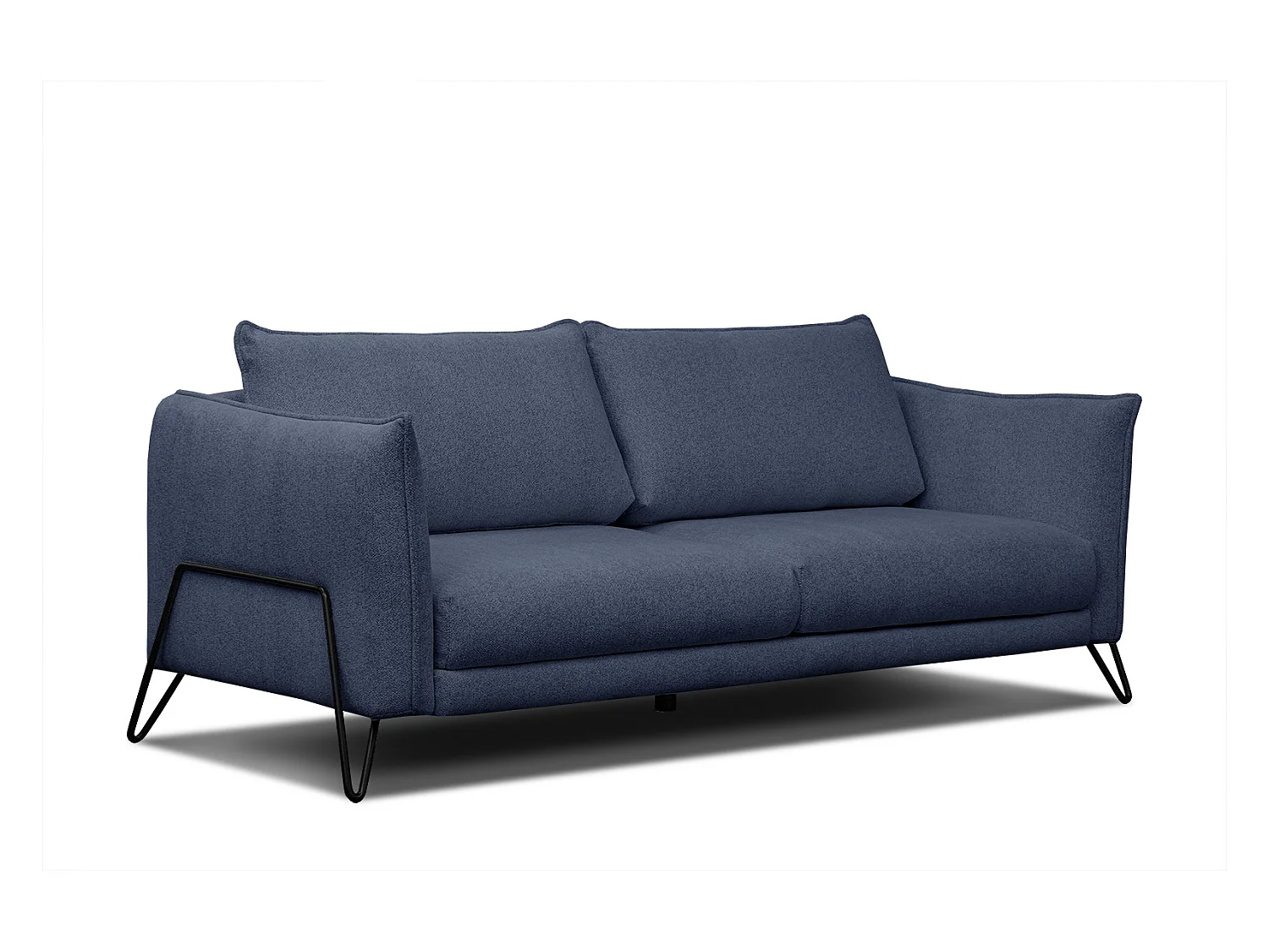Canapé droit XXL 3 places tissu bleu - HOSTEN