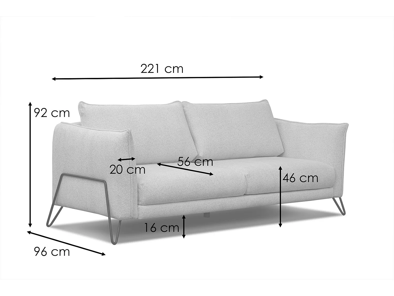 HOSTEN Sofa 3-Sitzer, dunkelblau