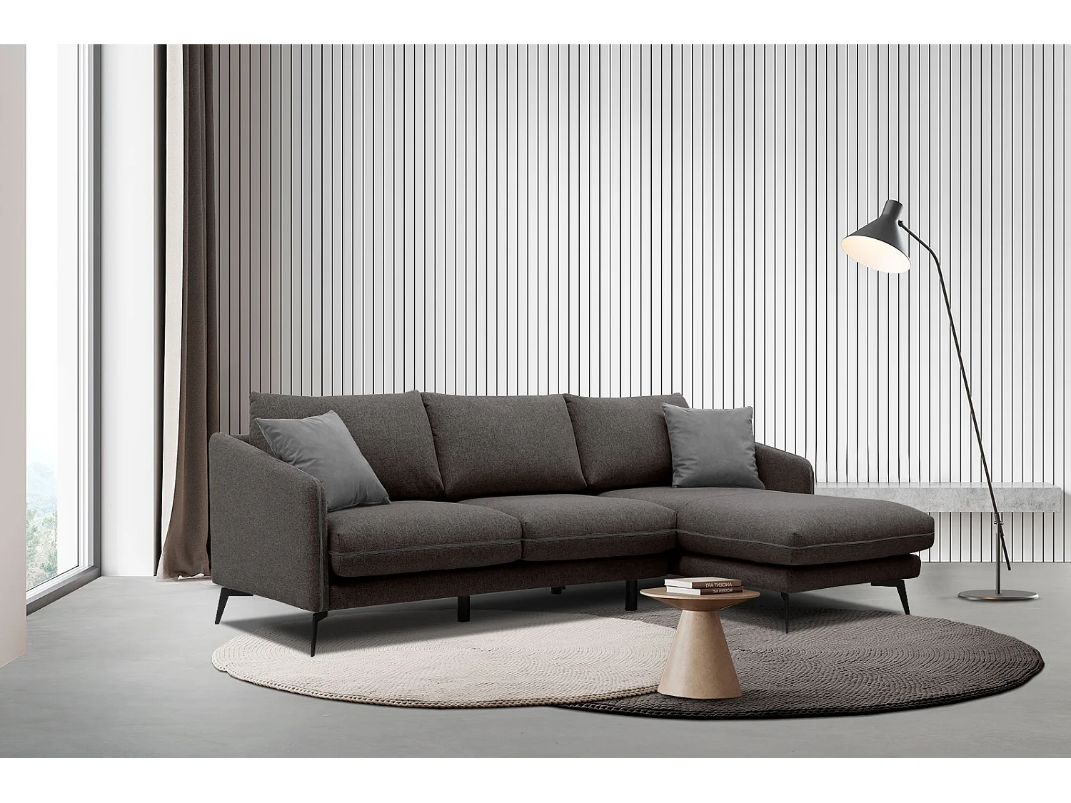 SOGEL Ecksofa 4-Sitzer rechts, graphit