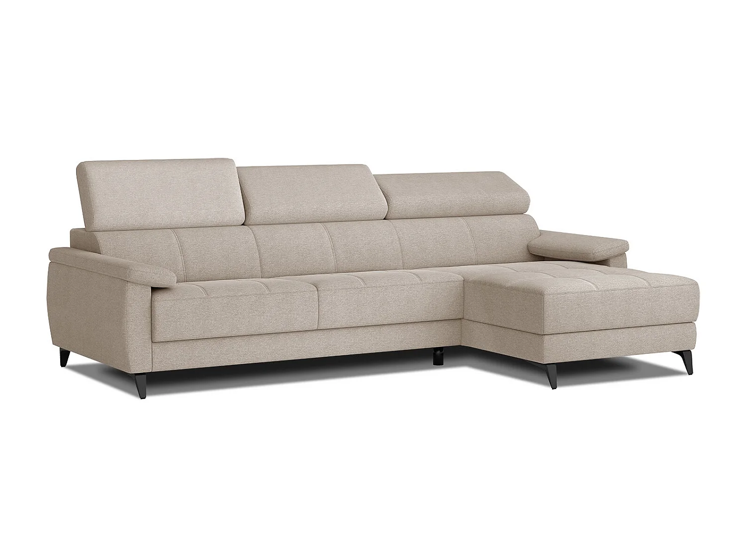 TAUNUS Ecksofa 4-Sitzer rechts mit verstellbare Kopfstützen, beige