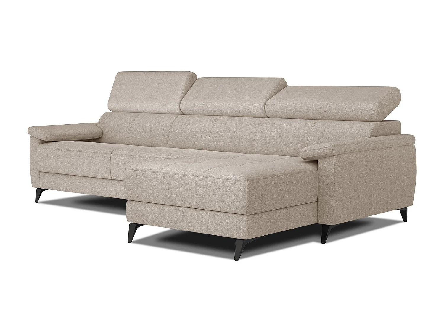 TAUNUS Ecksofa 4-Sitzer rechts mit verstellbare Kopfstützen, beige