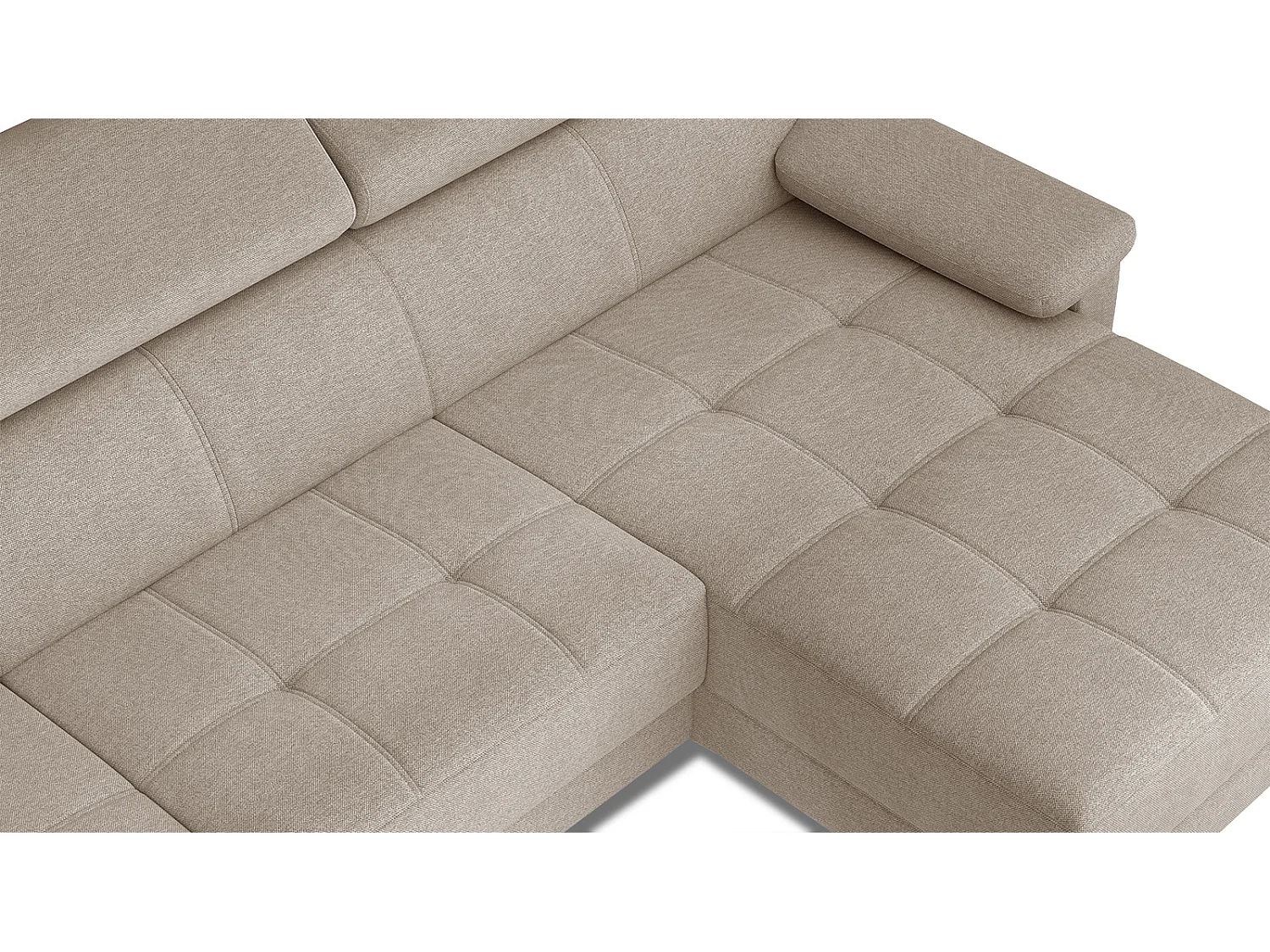 TAUNUS Ecksofa 4-Sitzer rechts mit verstellbare Kopfstützen, beige