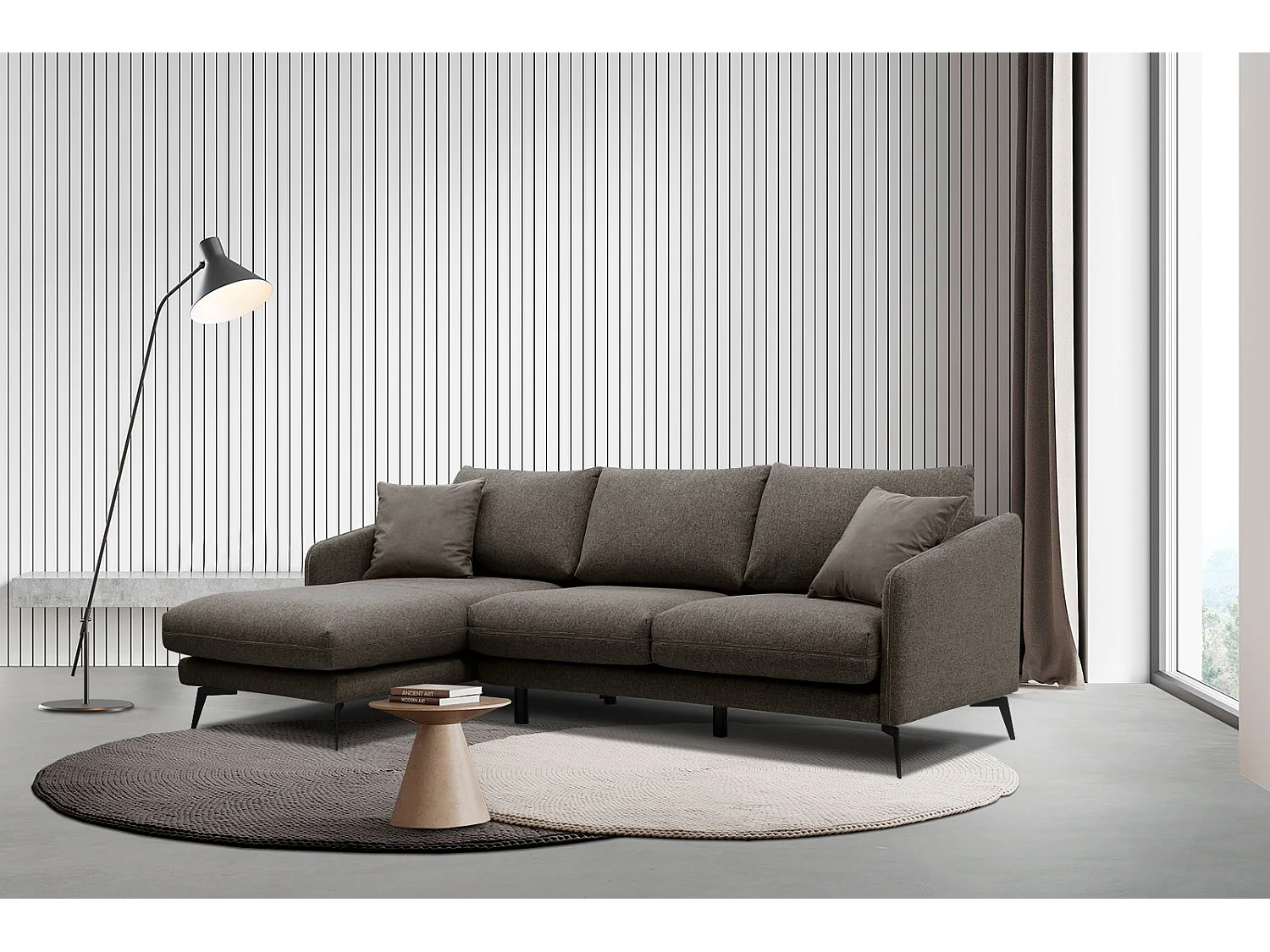 SOGEL Ecksofa 4-Sitzer links, dunkelbraun