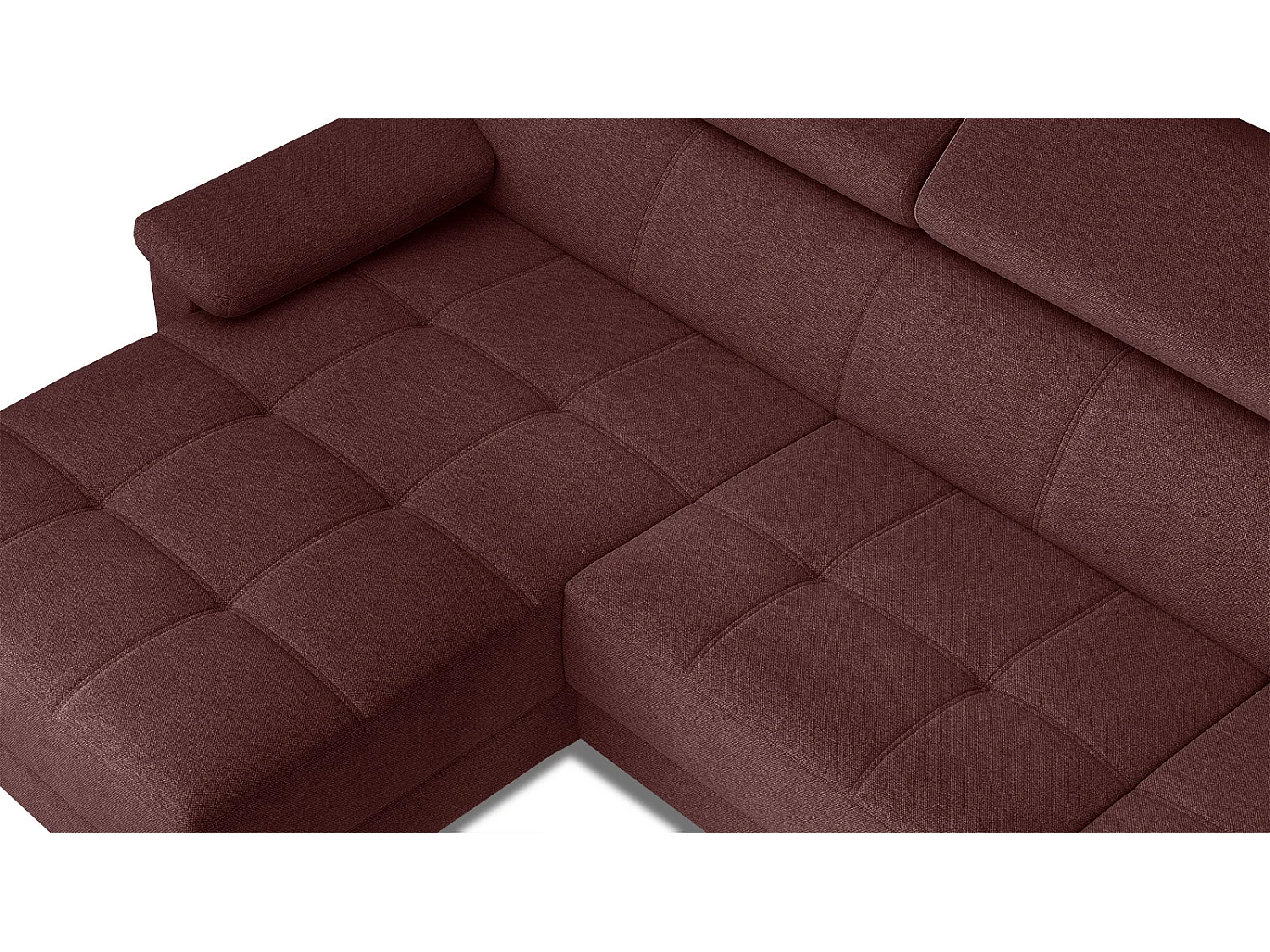 TAUNUS Ecksofa 4-Sitzer links mit verstellbare Kopfstützen, bordeaux