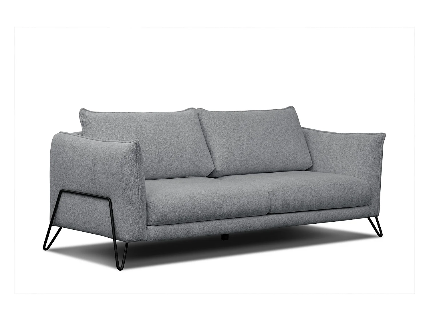 Canapé droit XXL 3 places tissu gris froid - HOSTEN