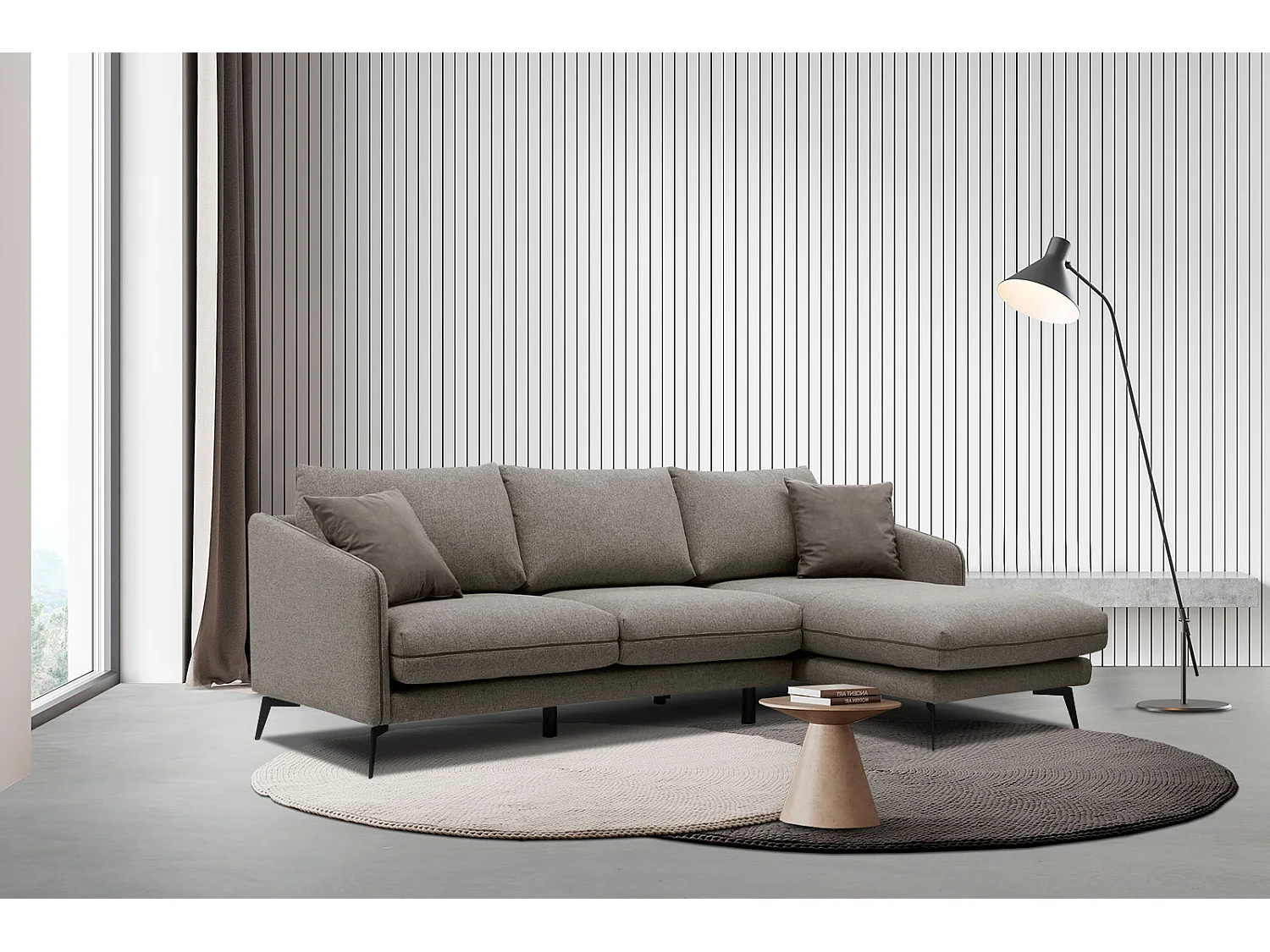 SOGEL Ecksofa 4-Sitzer rechts, taupe