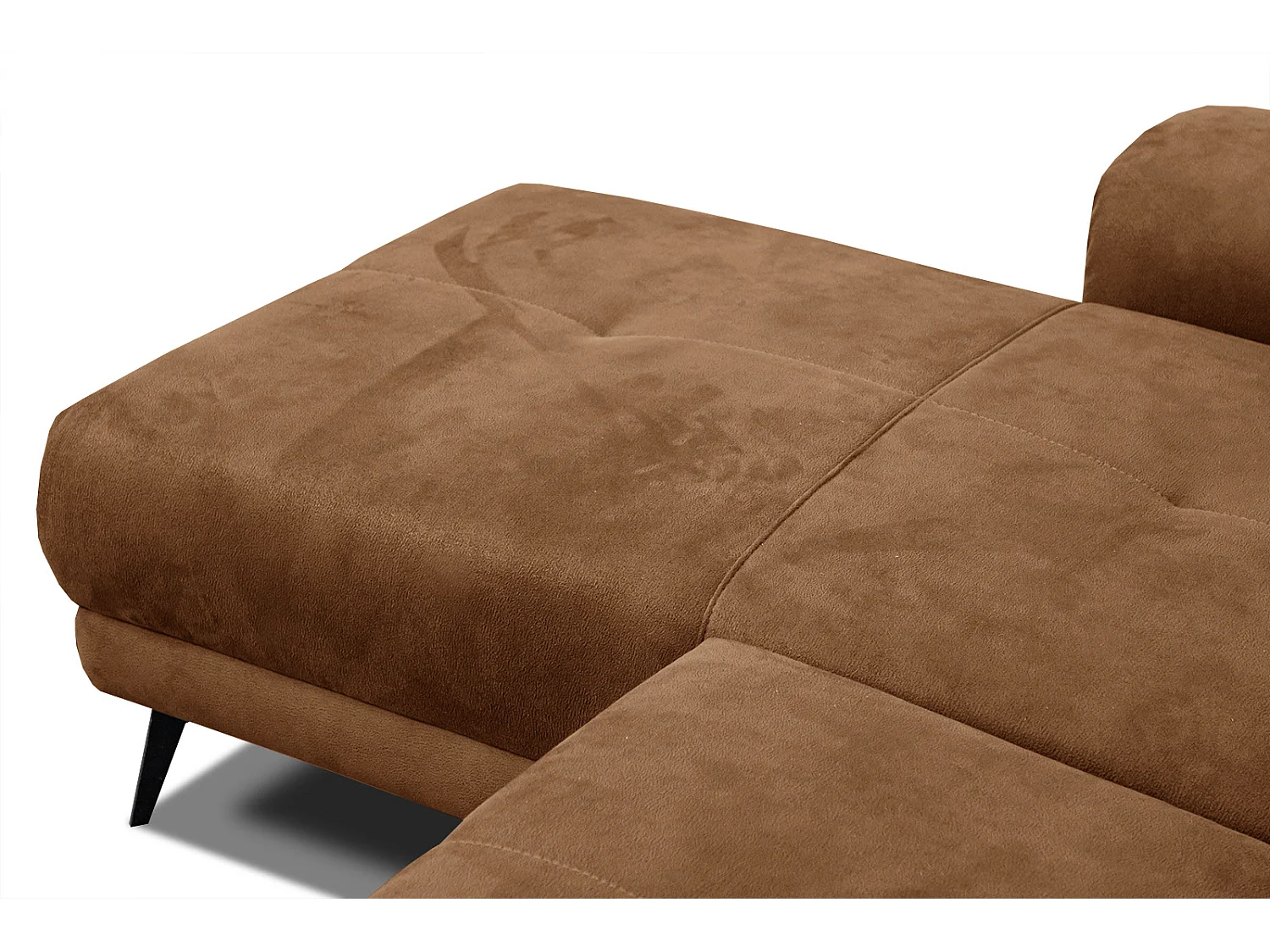 FIERO Ecksofa 4-Sitzer links mit verstellbare Kopfstützen, braun