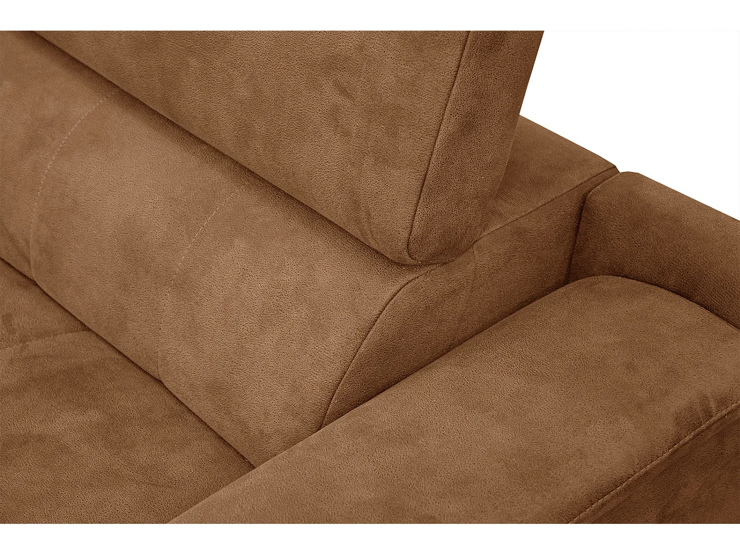 FIERO Ecksofa 4-Sitzer links mit verstellbare Kopfstützen, braun