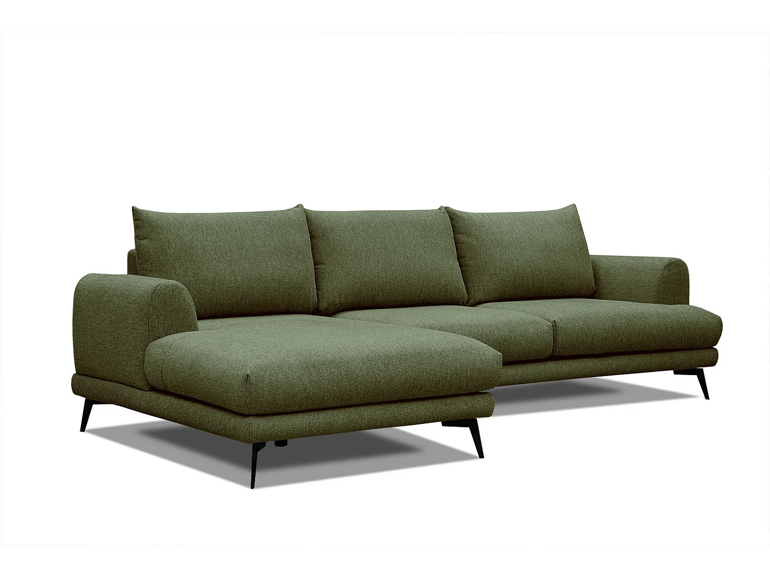 Canapé d'angle gauche 4 places tissu vert - ADRIA