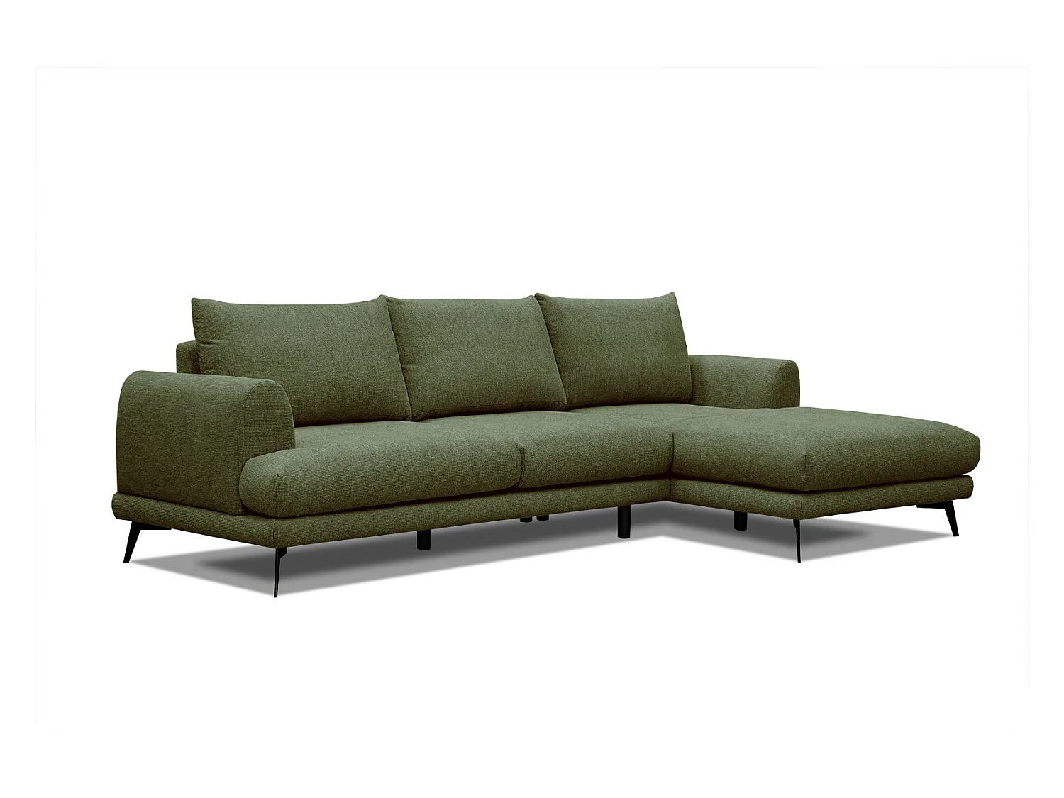 Canapé d'angle droit 4 places tissu vert - ADRIA