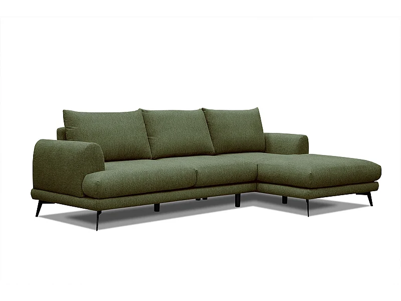 Canapé d'angle droit 4 places tissu vert - ADRIA