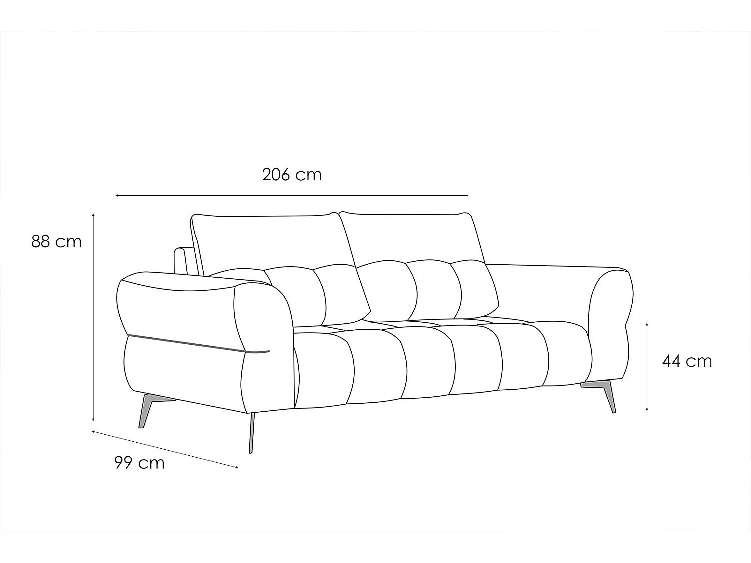 SALVINI Sofa 2,5-Sitzer, perlweiß