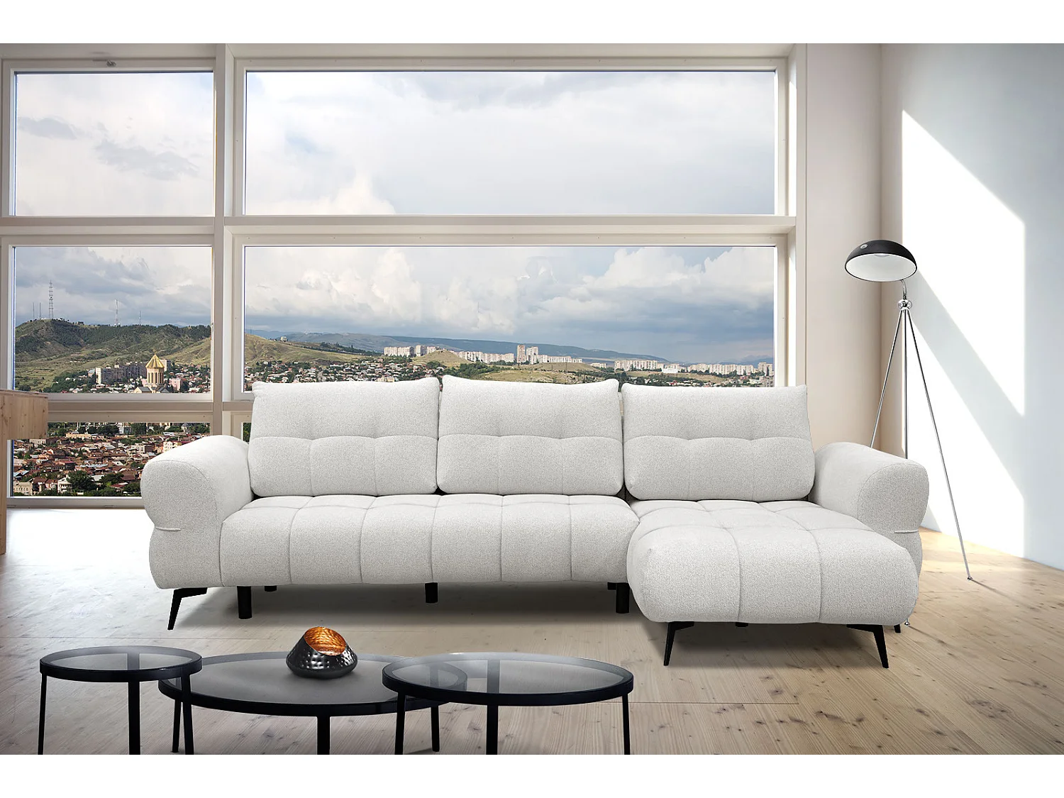 SALVINI Ecksofa 4-Sitzer rechts, perlweiß