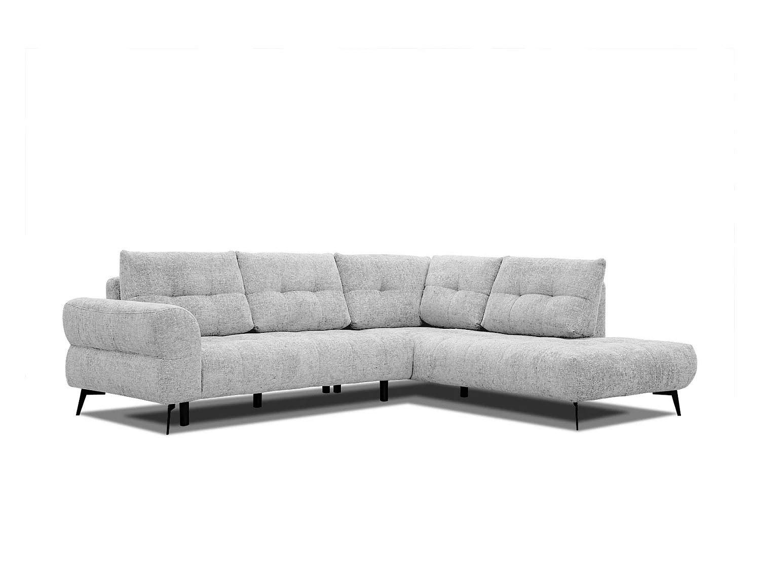 Canapé d'angle droit 5 places tissu gris clair