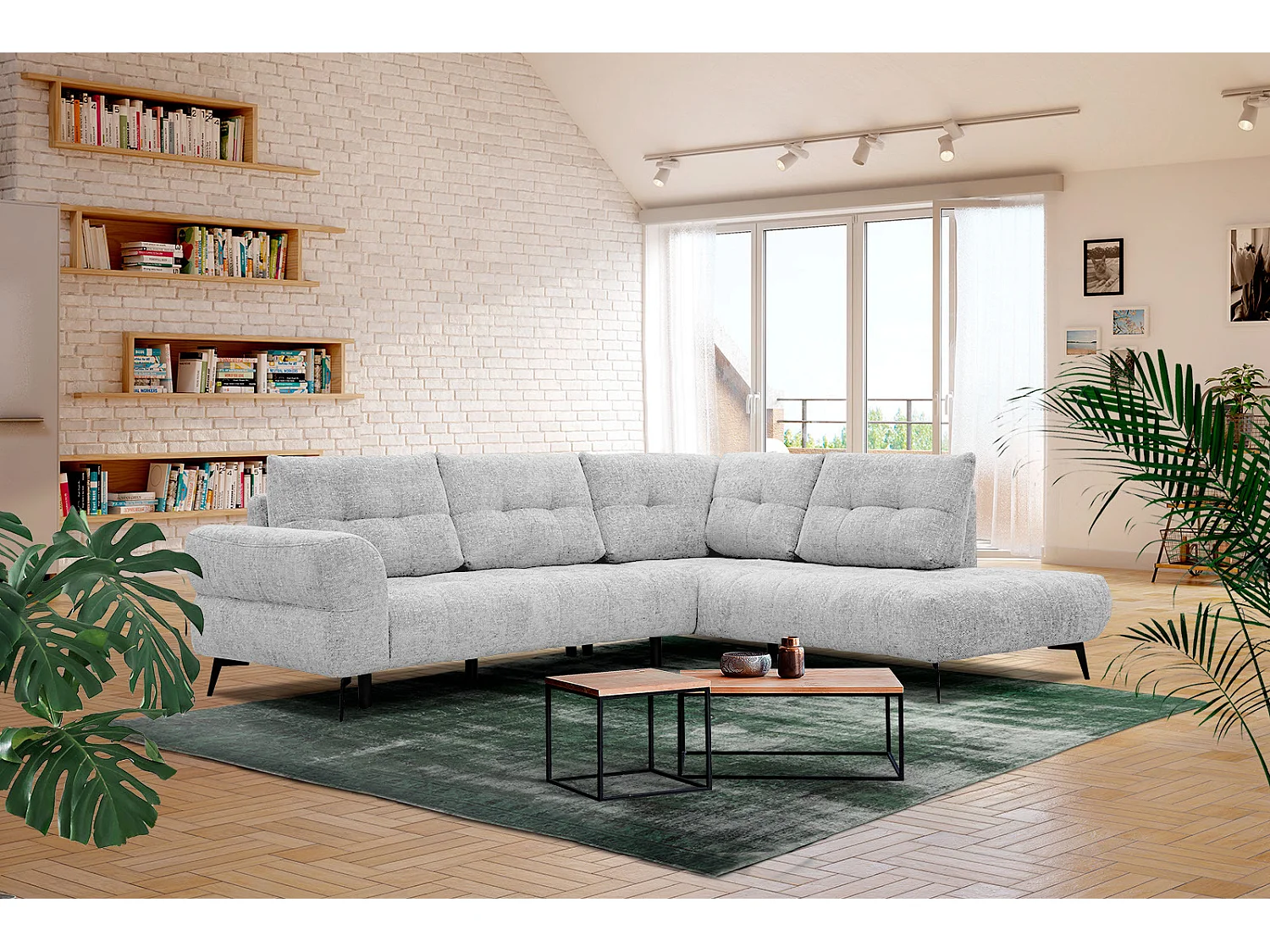 SALVINI Ecksofa 5-Sitzer rechts, hellgrau