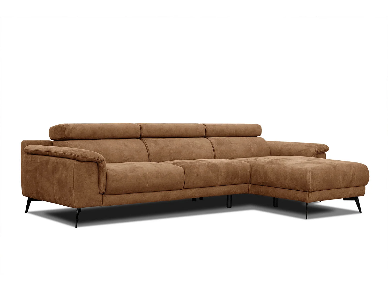 FIERO Ecksofa 4-Sitzer rechts mit verstellbare Kopfstützen, braun