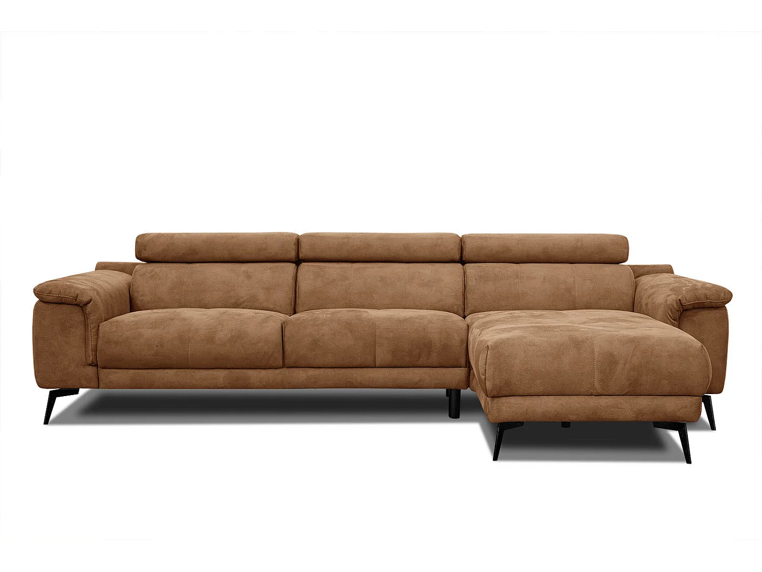 FIERO Ecksofa 4-Sitzer rechts mit verstellbare Kopfstützen, braun