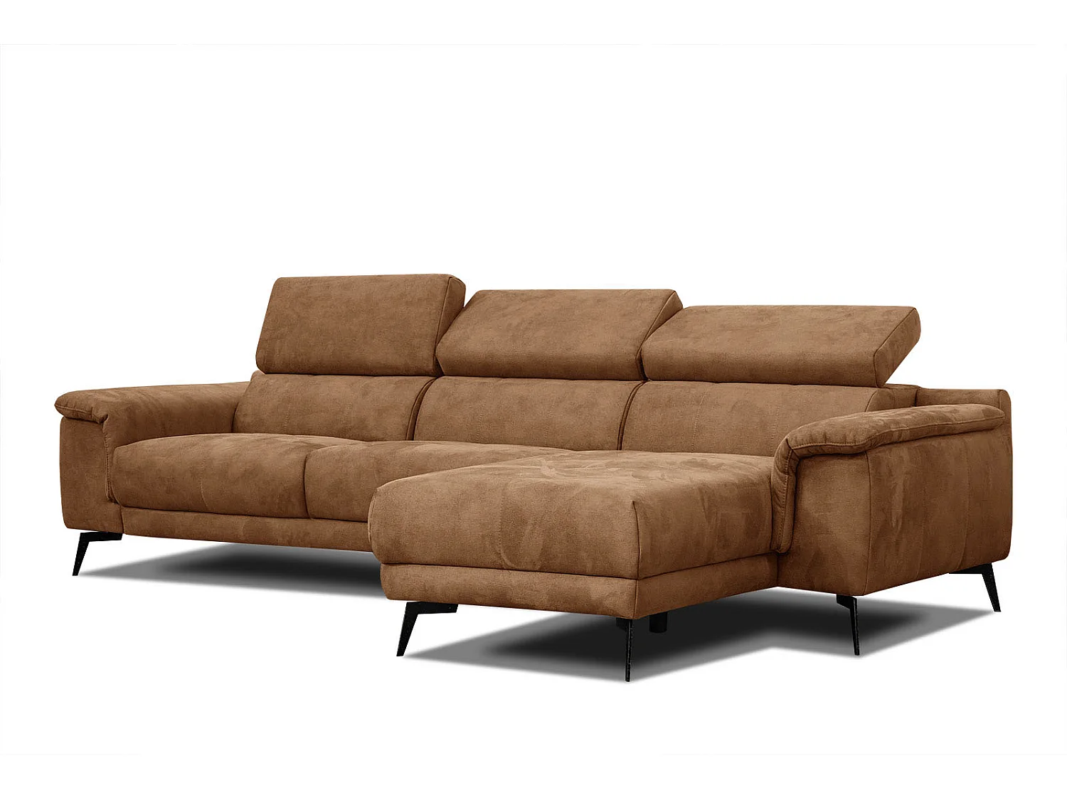 FIERO Ecksofa 4-Sitzer rechts mit verstellbare Kopfstützen, braun
