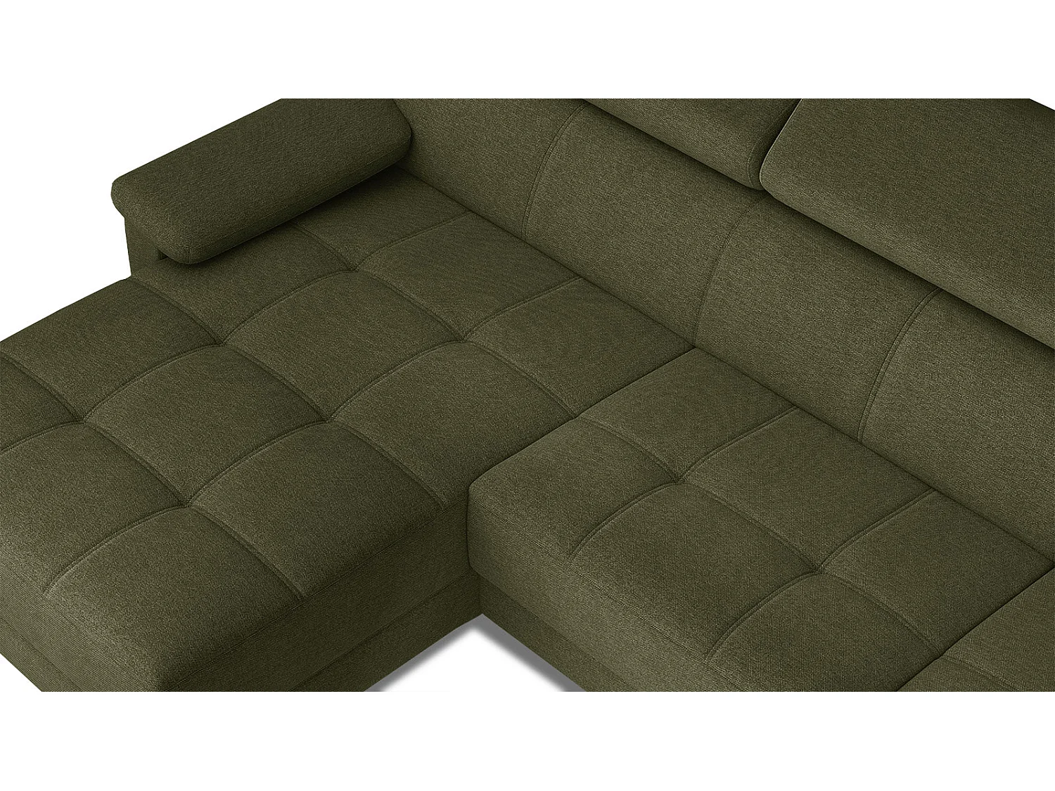 TAUNUS Ecksofa 4-Sitzer links mit verstellbare Kopfstützen, grün