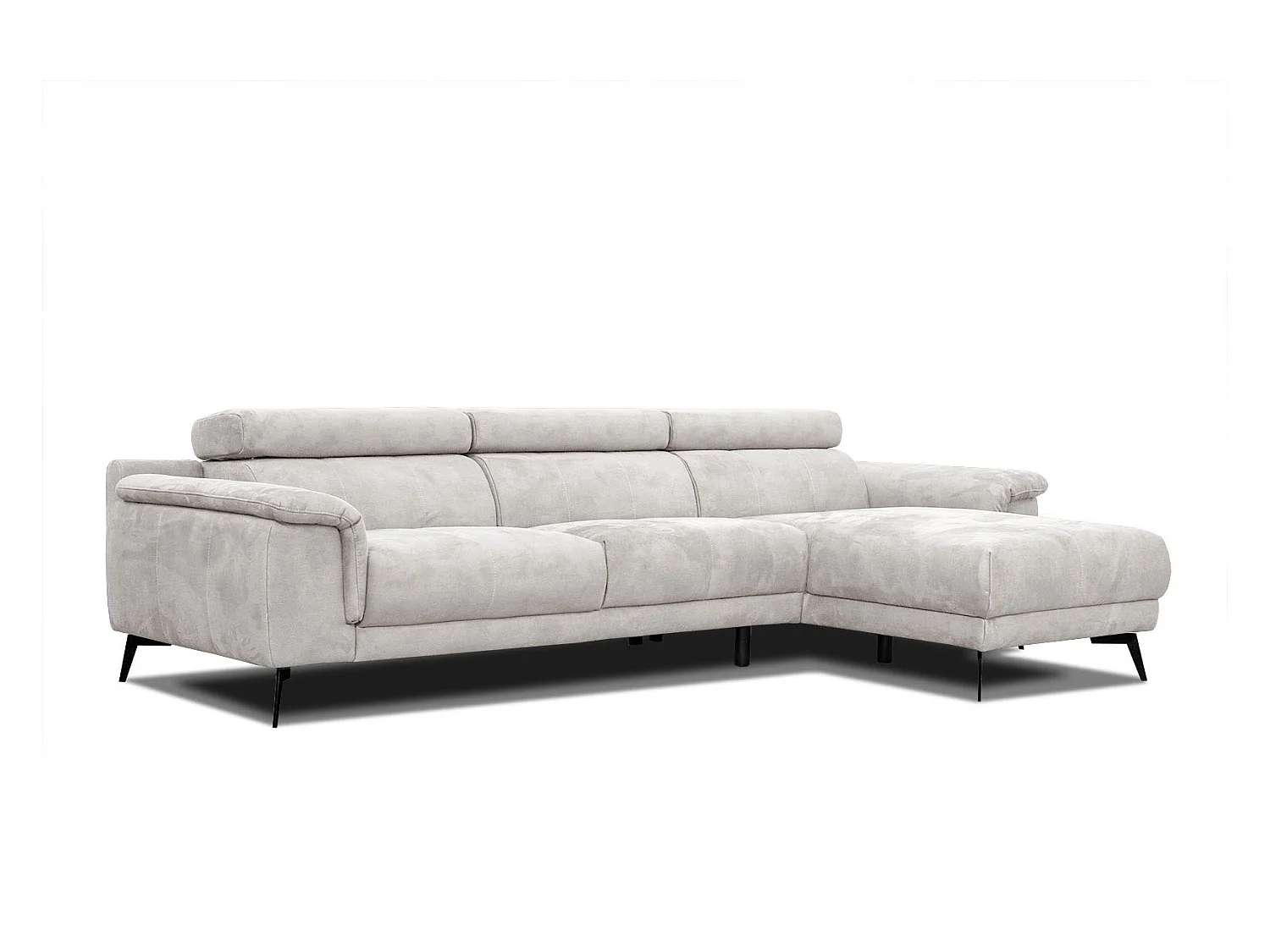 FIERO Ecksofa 4-Sitzer rechts mit verstellbare Kopfstützen, ecru