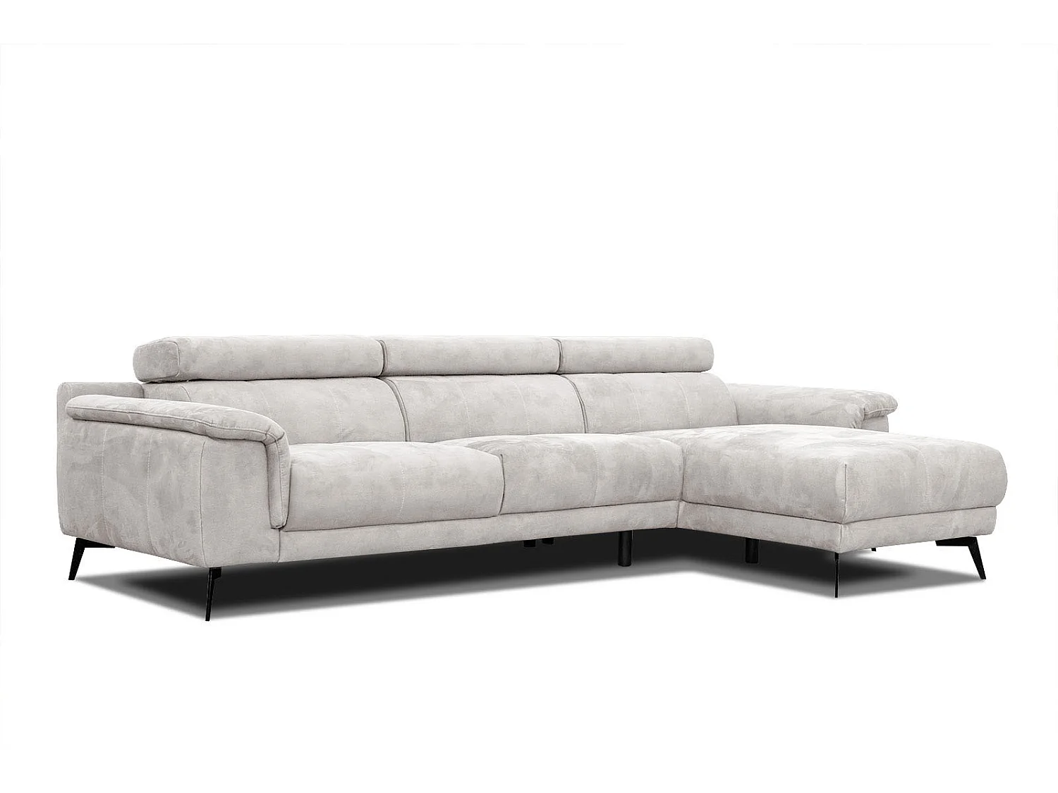 FIERO Ecksofa 4-Sitzer rechts mit verstellbare Kopfstützen, ecru