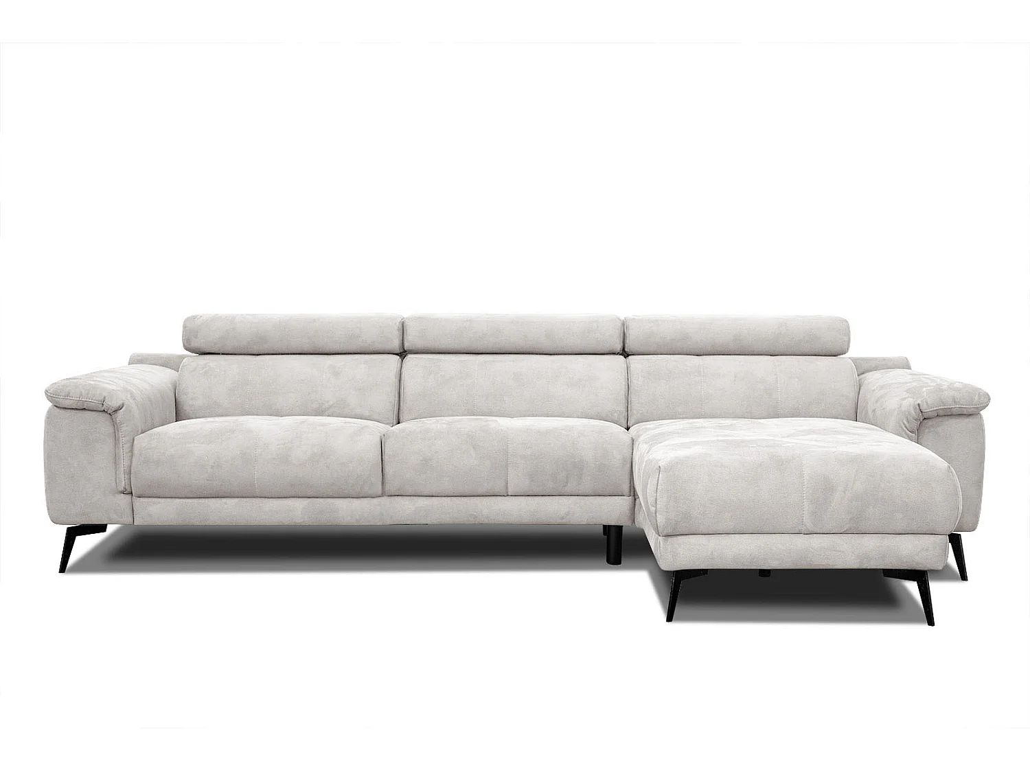 FIERO Ecksofa 4-Sitzer rechts mit verstellbare Kopfstützen, ecru