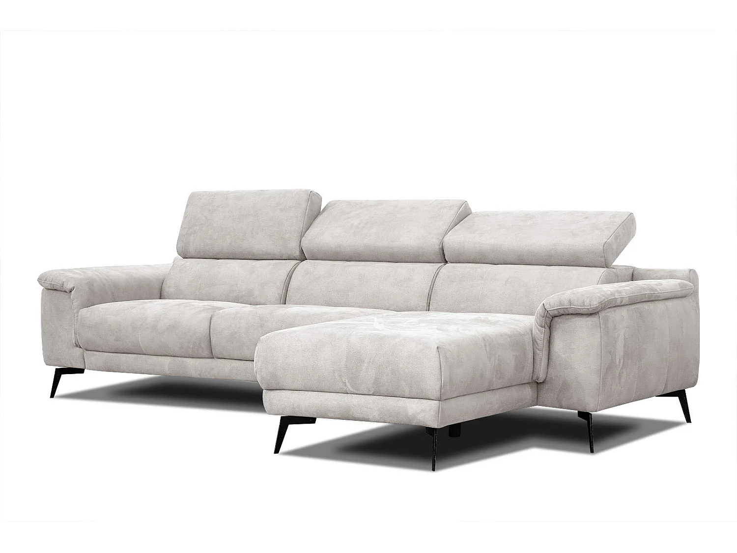 FIERO Ecksofa 4-Sitzer rechts mit verstellbare Kopfstützen, ecru