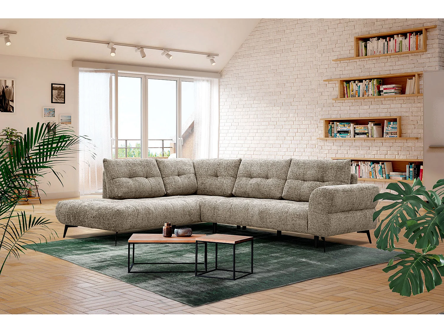 SALVINI Ecksofa 5-Sitzer links, taupe