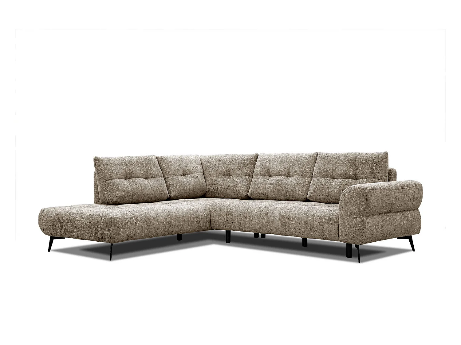 Canapé d'angle gauche 5 places tissu beige foncé
