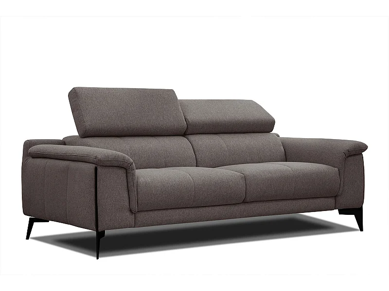MATERA Sofa 3-Sitzer mit verstellbare Kopfstützen, dunkelbraun