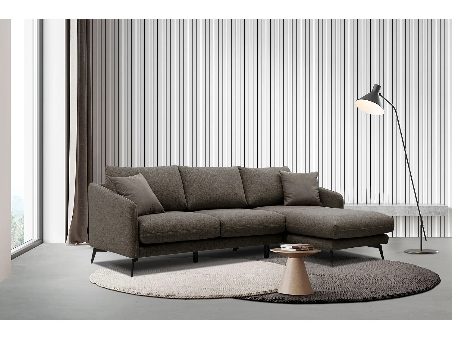 SOGEL Ecksofa 4-Sitzer rechts, dunkelbraun