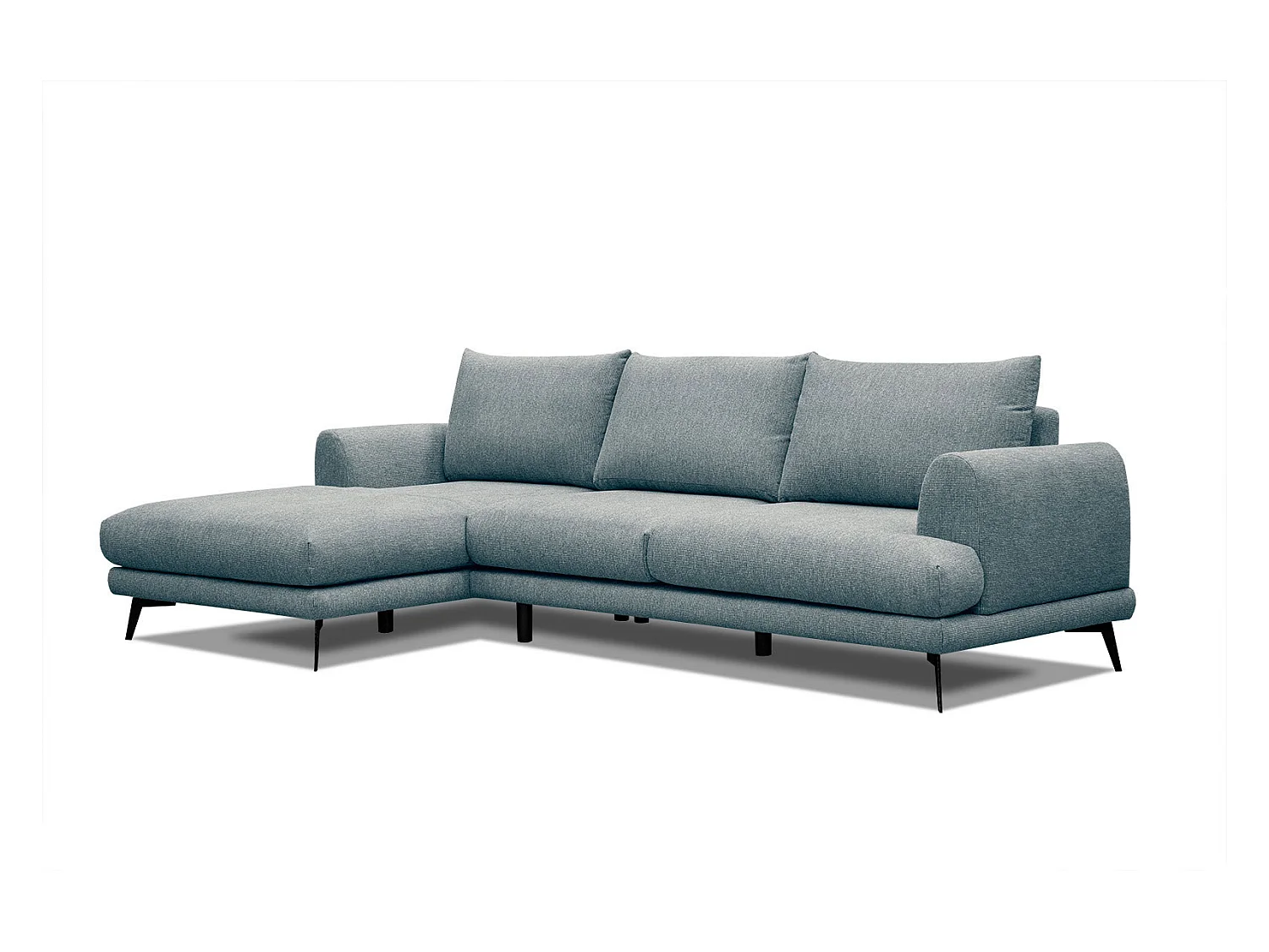 Canapé d'angle gauche 4 places tissu bleu clair - ADRIA