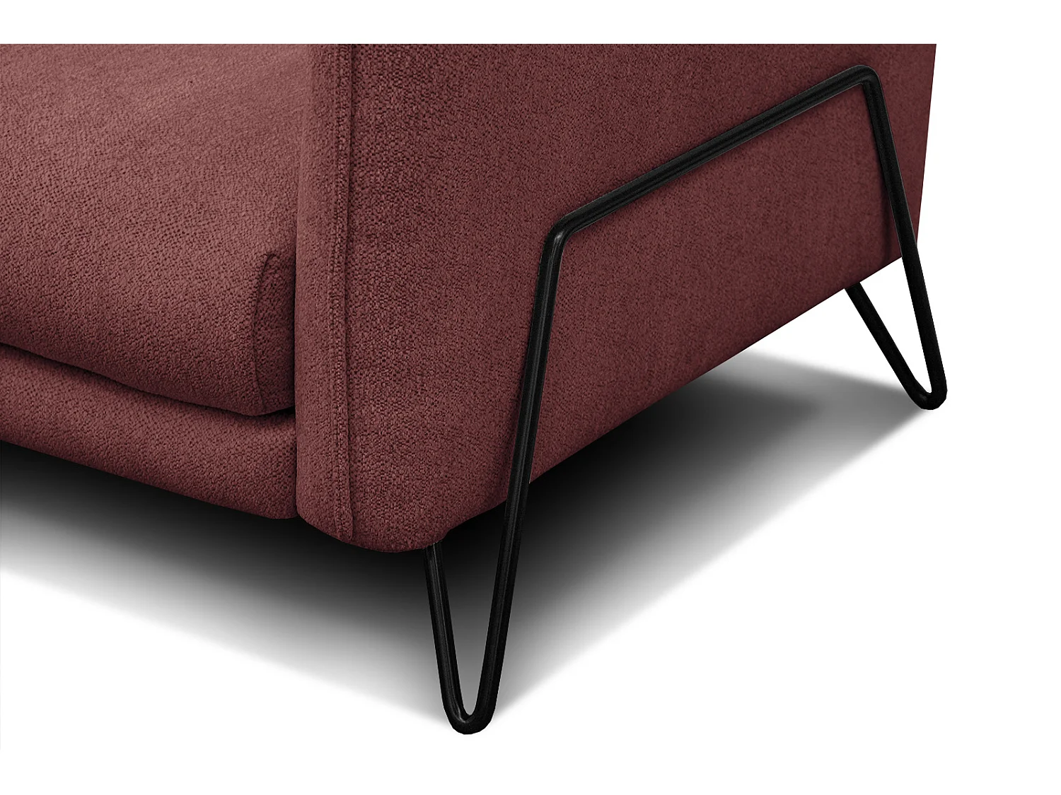 Canapé droit XXL 3 places tissu bordeaux  - HOSTEN