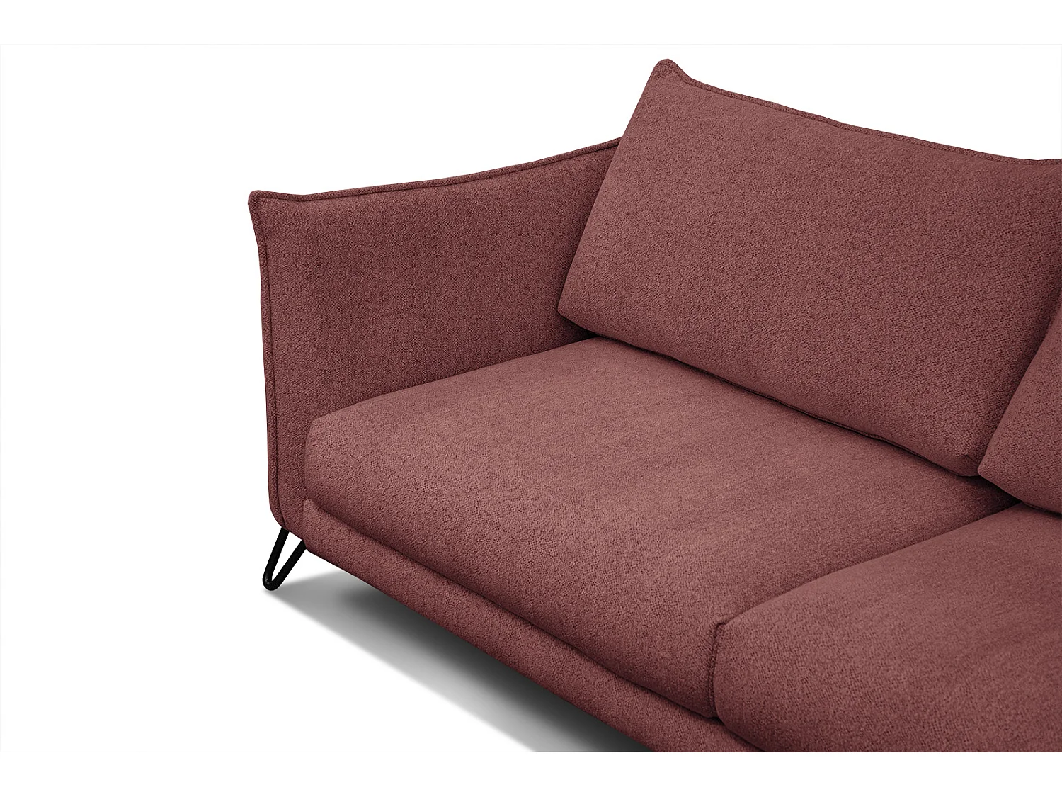 Canapé droit XXL 3 places tissu bordeaux  - HOSTEN