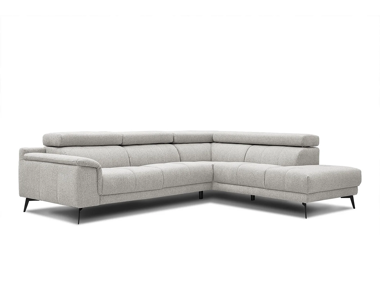 Canapé d'angle droit 5 places tissu beige - Fiero