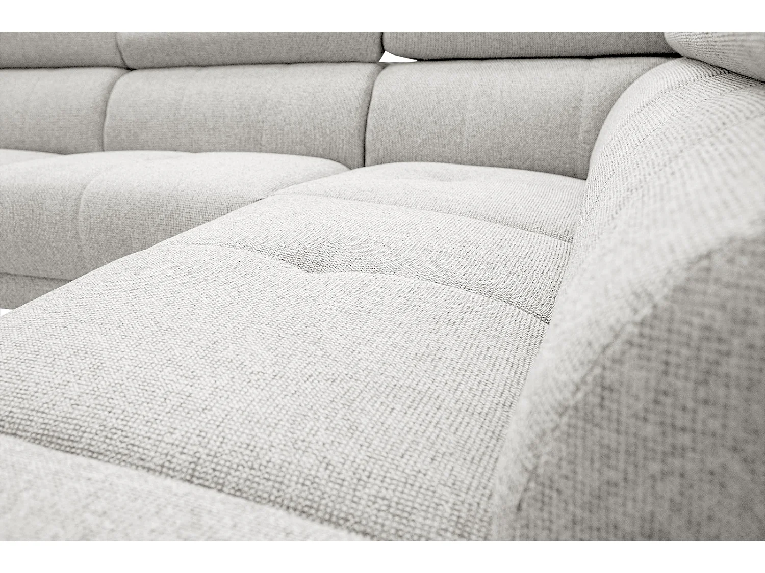 Canapé d'angle droit 5 places tissu beige - Fiero