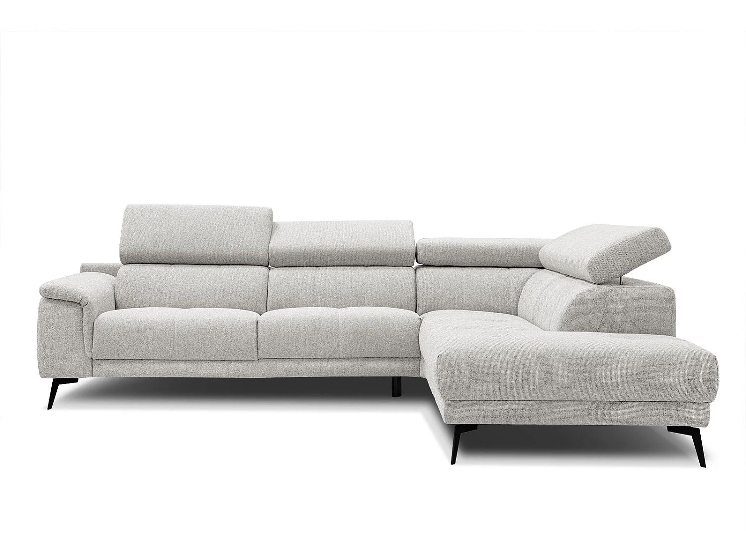 Canapé d'angle droit 5 places tissu beige - Fiero