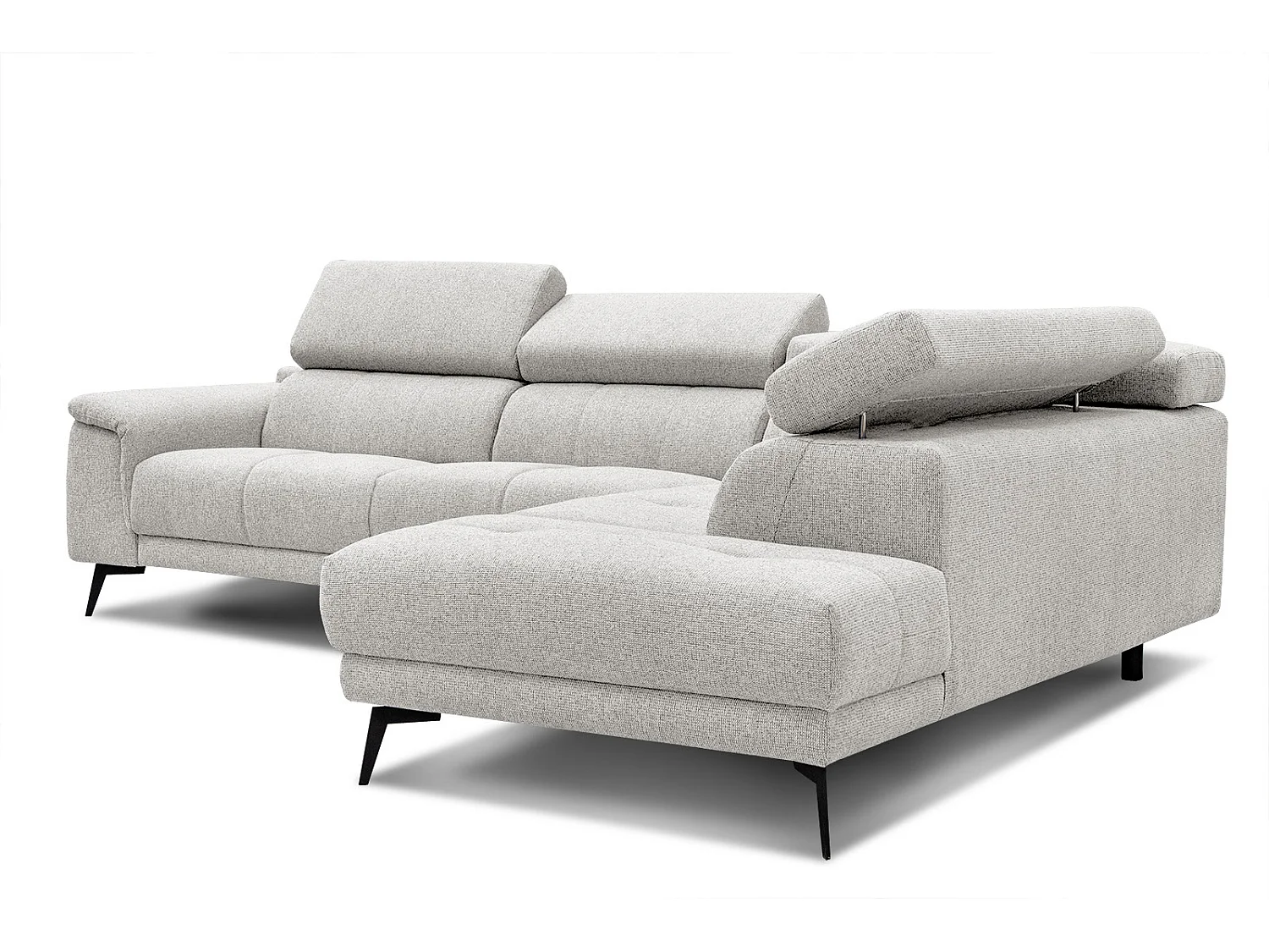 Canapé d'angle droit 5 places tissu beige - Fiero