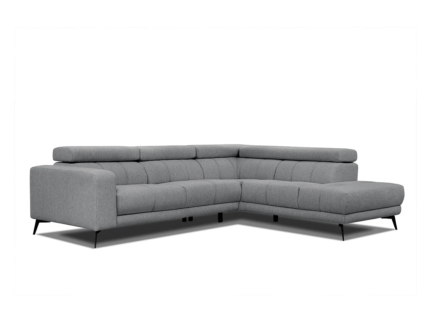 MORELLO Ecksofa 5-Sitzer rechts mit verstellbare Kopfstützen, grau