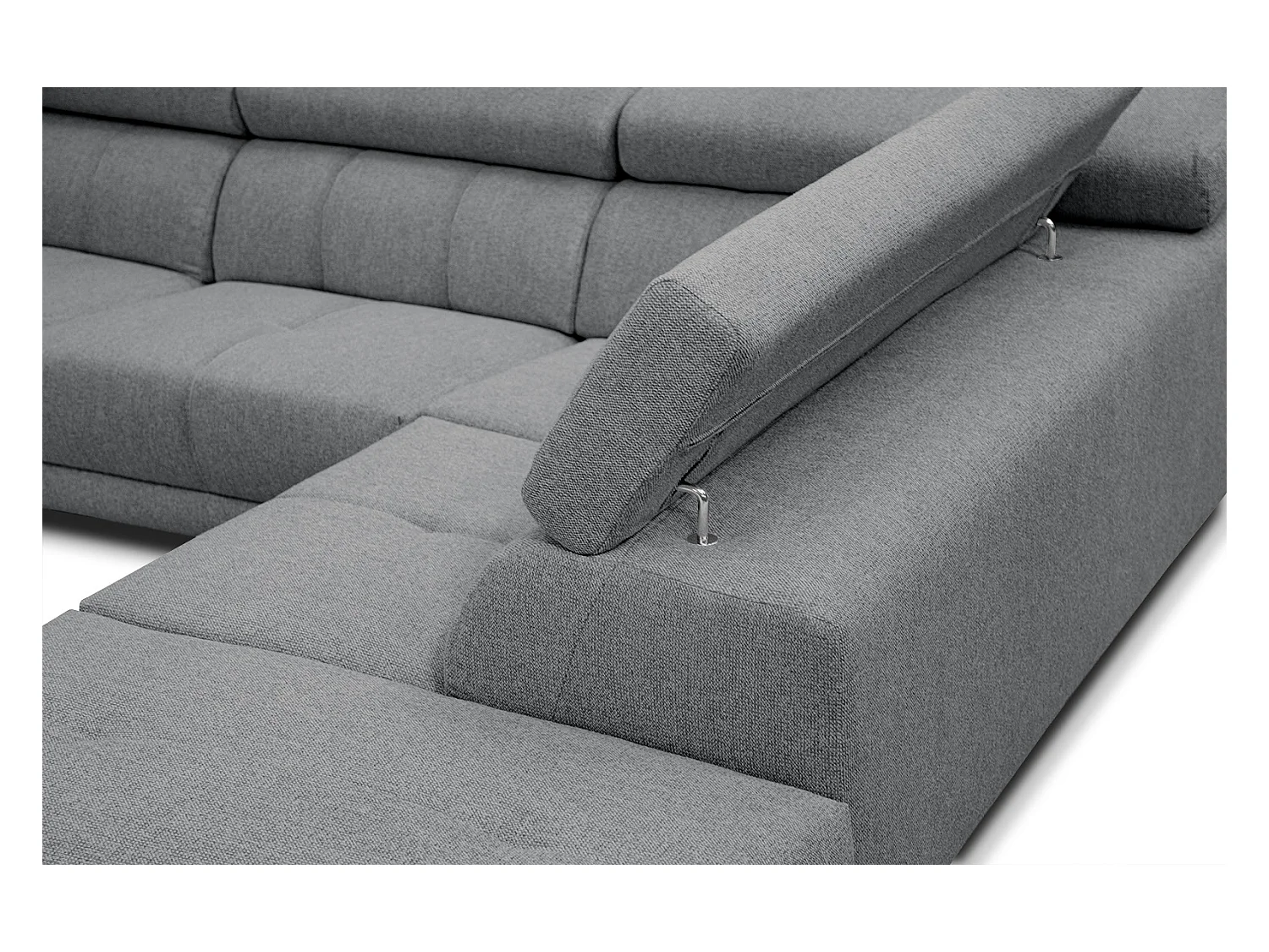 MORELLO Ecksofa 5-Sitzer rechts mit verstellbare Kopfstützen, grau
