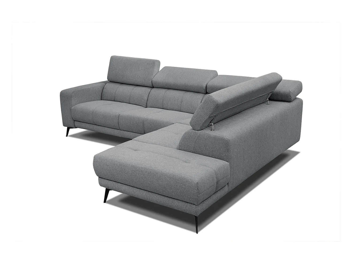 MORELLO Ecksofa 5-Sitzer rechts mit verstellbare Kopfstützen, grau