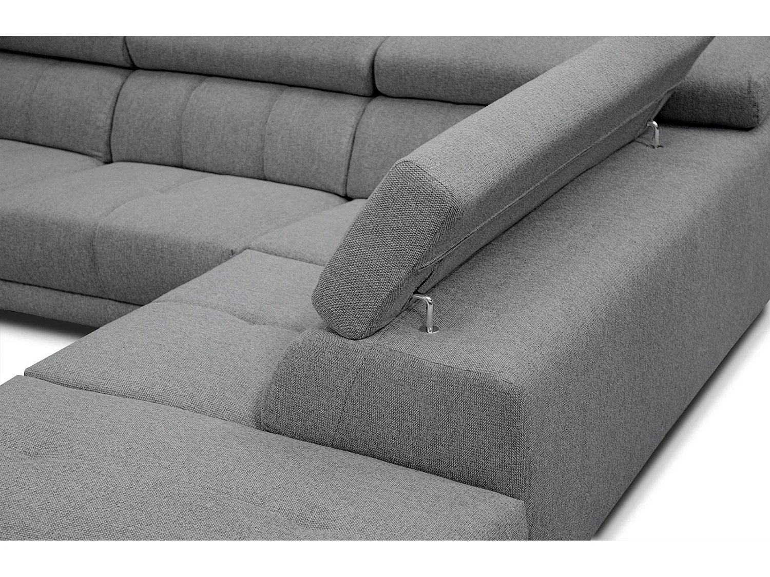 MORELLO Ecksofa 5-Sitzer rechts mit verstellbare Kopfstützen, grau